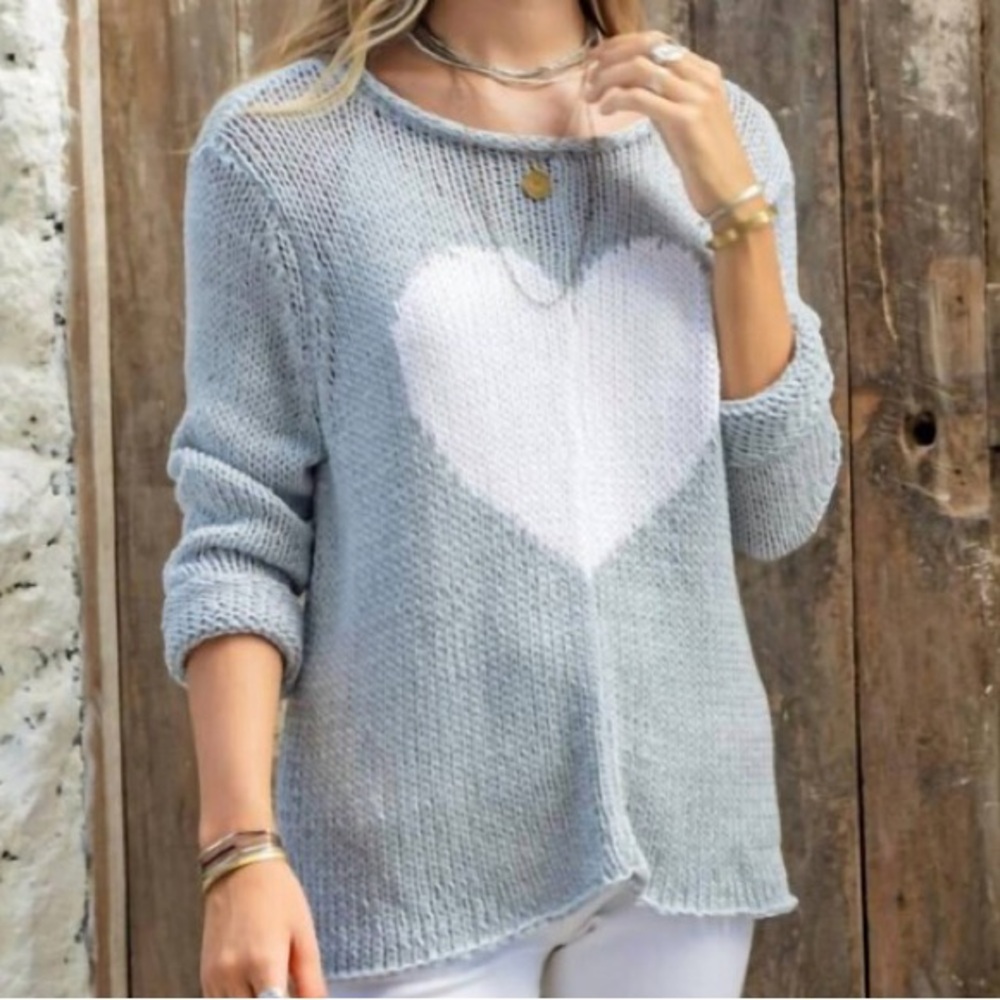 WOODEN SHIPS HEART CREWNECK COTTON SWEATER